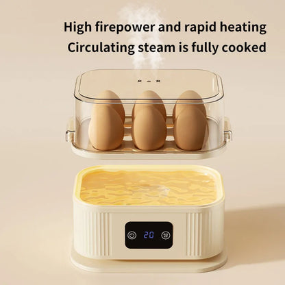 TINSOL Multifunctional Electric Egg Cooker Kitchen Breakfast Maker 200W High-Power Smart Egg Steamer with Timer Function