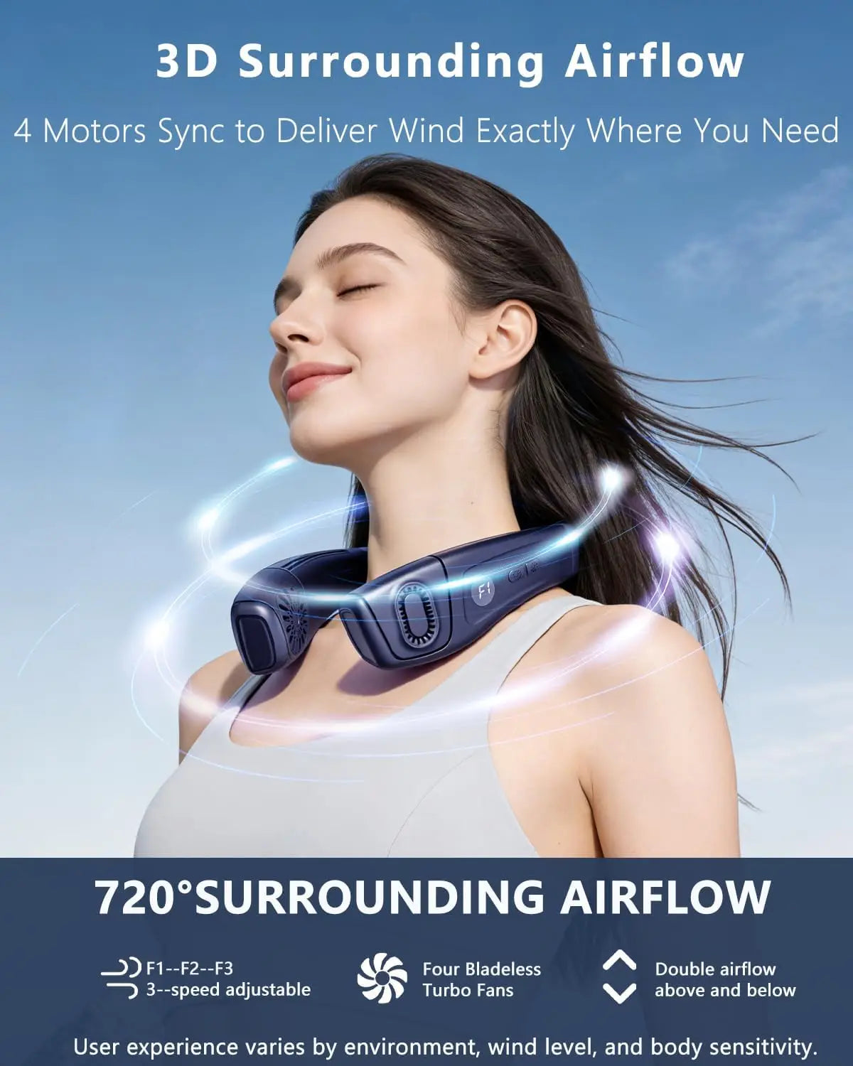 2026 New Upgrade Neck Air Conditioner Fan Instant Cooling With Cooling Plate, Bladeless, 8000mAh Operated Wearable Rechargeable