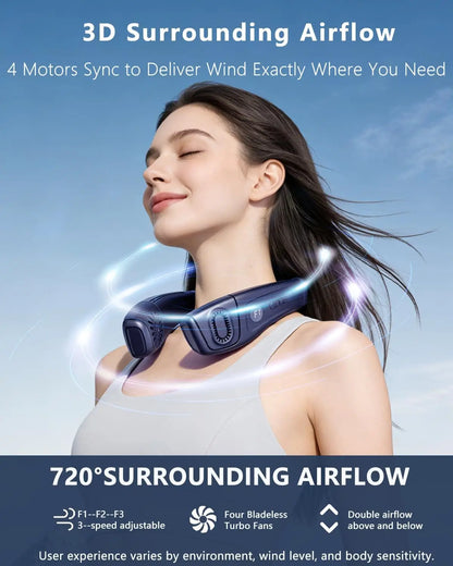 2026 New Upgrade Neck Air Conditioner Fan Instant Cooling With Cooling Plate, Bladeless, 8000mAh Operated Wearable Rechargeable