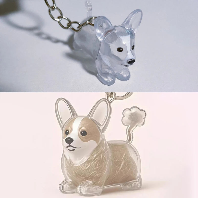 Cute Clear Puppy Hair Memorial DIY Pendant Keychain Decor Keepsake Capsule Pet's Dog Fur Container Pet Lovers Home Display Gifts