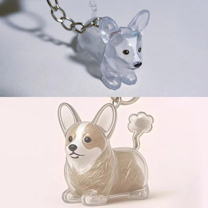 Cute Clear Puppy Hair Memorial DIY Pendant Keychain Decor Keepsake Capsule Pet's Dog Fur Container Pet Lovers Home Display Gifts