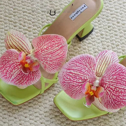1 Pair Simulation Coloful Thai Fairy Butterfly Flower Shoe Buckles Personalized Design Butterfly Orchid Simulation Buckles Decor