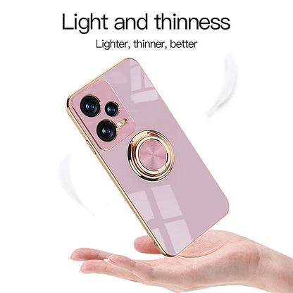 Luxury Plating Silicone Magnetic Holder Stand Case For XiaoMi 13T 14T Redmi 13C 14C 4G Note 12 13 14 Pro Plus 5G Back Cover