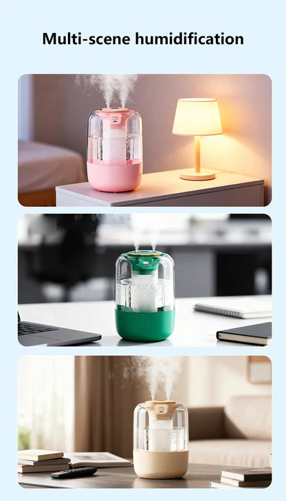 Humidifier USB Double Spray Quiet 2L Large Capacity Humidifier Home Dormitory Office Bedroom Desktop with Night Light