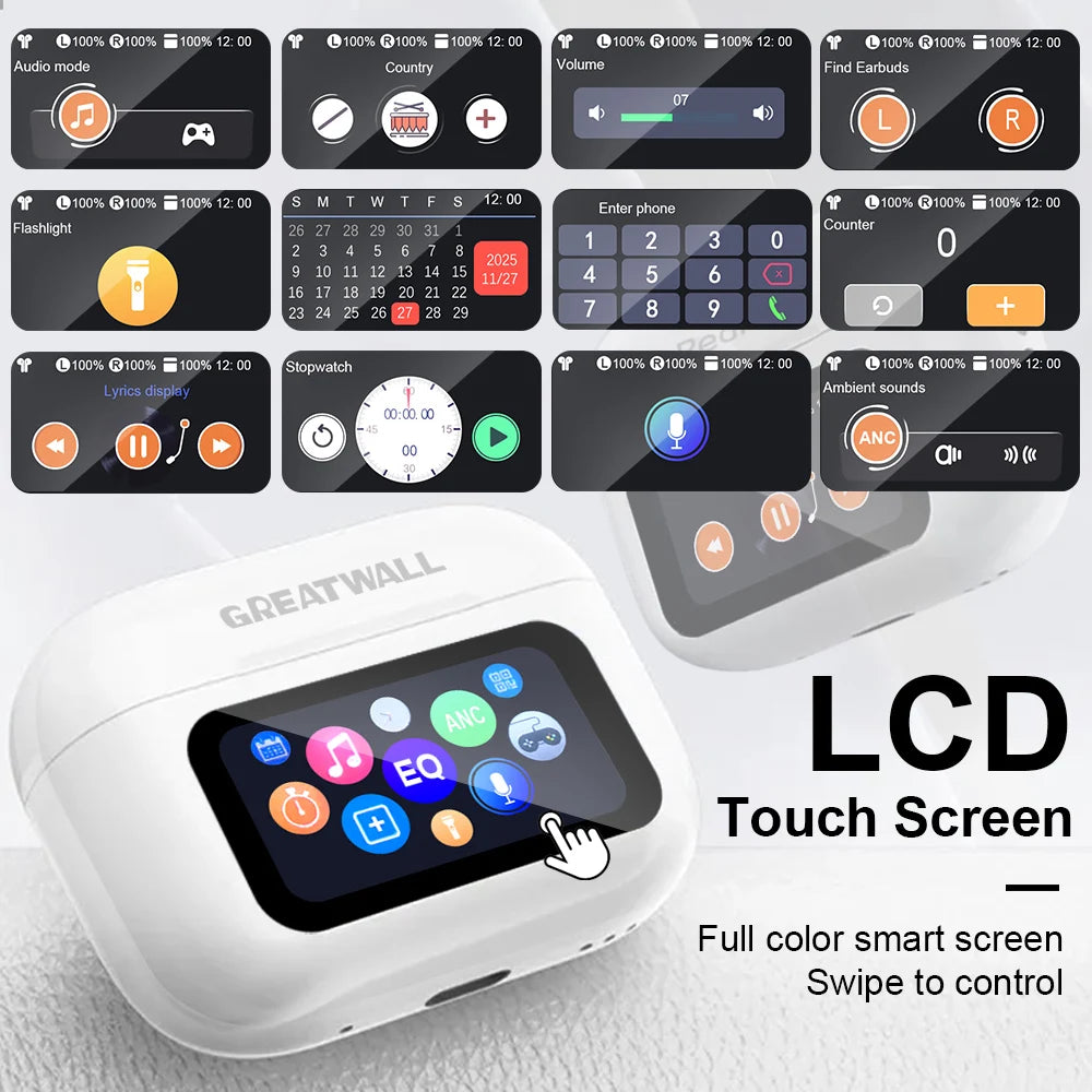 Nouveaux écouteurs sans fil Bluetooth Air Pro : réduction de bruit active (ANC), son HiFi, faible latence, musique HD, commandes tactiles.