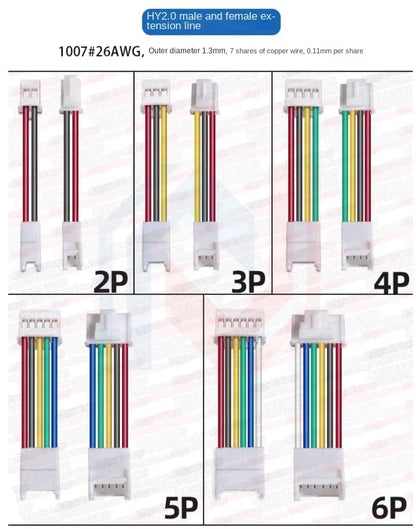 1.25/1.5/HY/PH2.0/XH/XHB/Dupont/SM2.54/2510/VH3.96 Connector Cable 2-6P Plug Socket Male Female Wire Connector Extension Cable