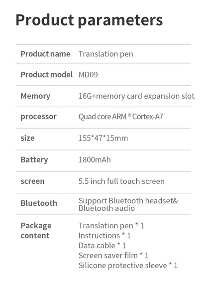 New style MD09 Intelligent Translation pen voice converter  offline scanning translation pen Business travel  dictionary pen