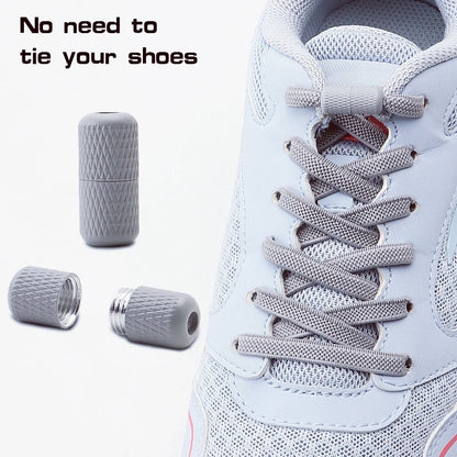 Metal Capsule Buckle Shoelaces without ties Sneaker Flats Elastic Laces Kids Adult Quick Lace On/Off Shoelace 1Pair/2Pair
