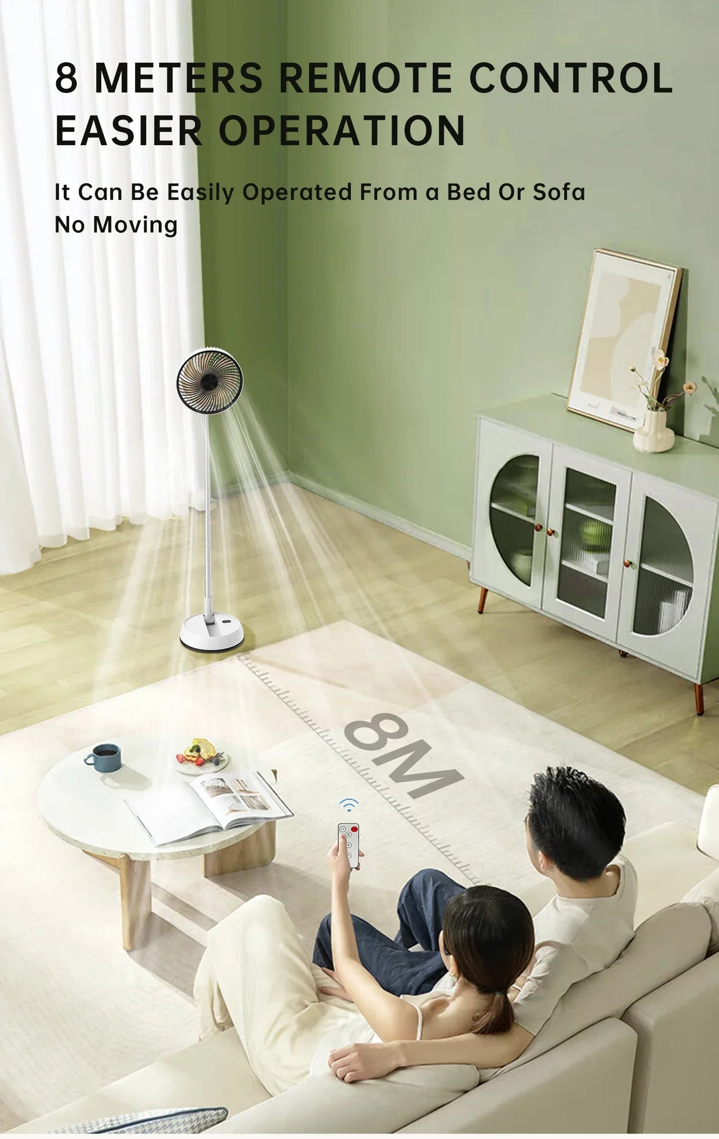 Portable Oscillating Standing Fan with Remote Controller Foldable Desk Fan Rechargeable Battery Powered Pedestal Fan for Camping