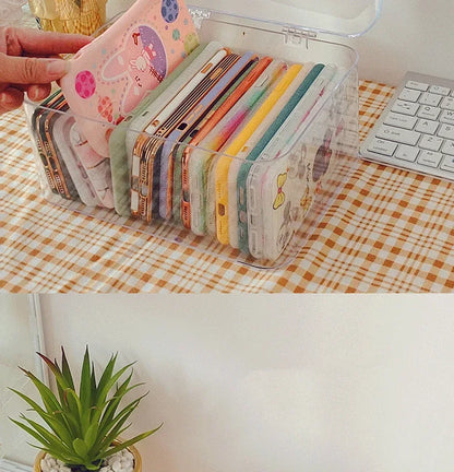 Ins Transparent Phone Case Organizer Storage Box with Cover Home Desktop Acrylic Sundries Storage Basket Phone Case Holder