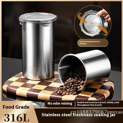 Stainless Steel Storage Jars Set 500/900/1400ml Sealed Containers Kitchen Organizer for Fresh Grain Vegetable Coffee