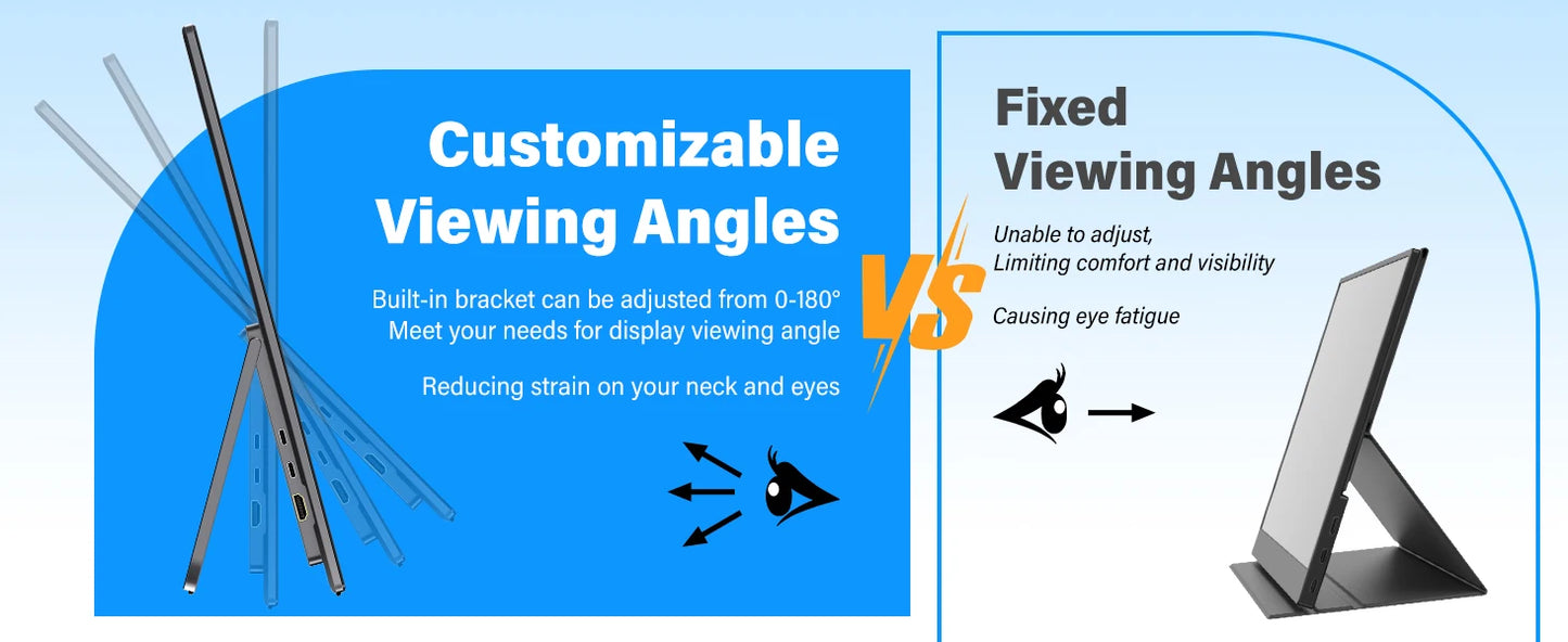 23.8inch Portable Monitor 100HZ 100% SRGB IPS USB-C HDMI Large Work Switch Home Gaming Second Monitor Adjustable Stand Laptops