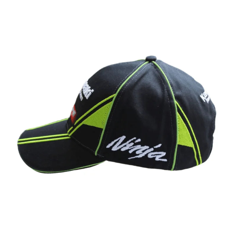 Kawasaki Racing Hat Kawasaki Motorcycle Baseball cap Summer Adjustable Sunscreen Men's Women's Outdoor Sports Hip hop Headwear