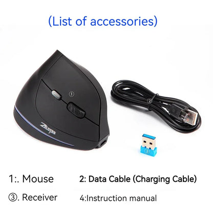 Zelotes F-35 Wireless Gaming Mouse Vertical Rechargeable 6 Key Mice 2.4G 3 Level DPI Adjustable Office/Gaming Computer Mouse