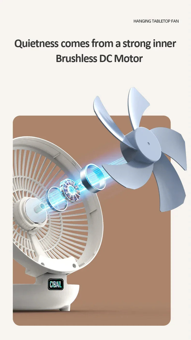 2024 Best Sellers 2IN1 Folding Desktop Fan Portable Air Conditioner Wall Mounted Fan Rechargeable With 3 Gears for Home Office