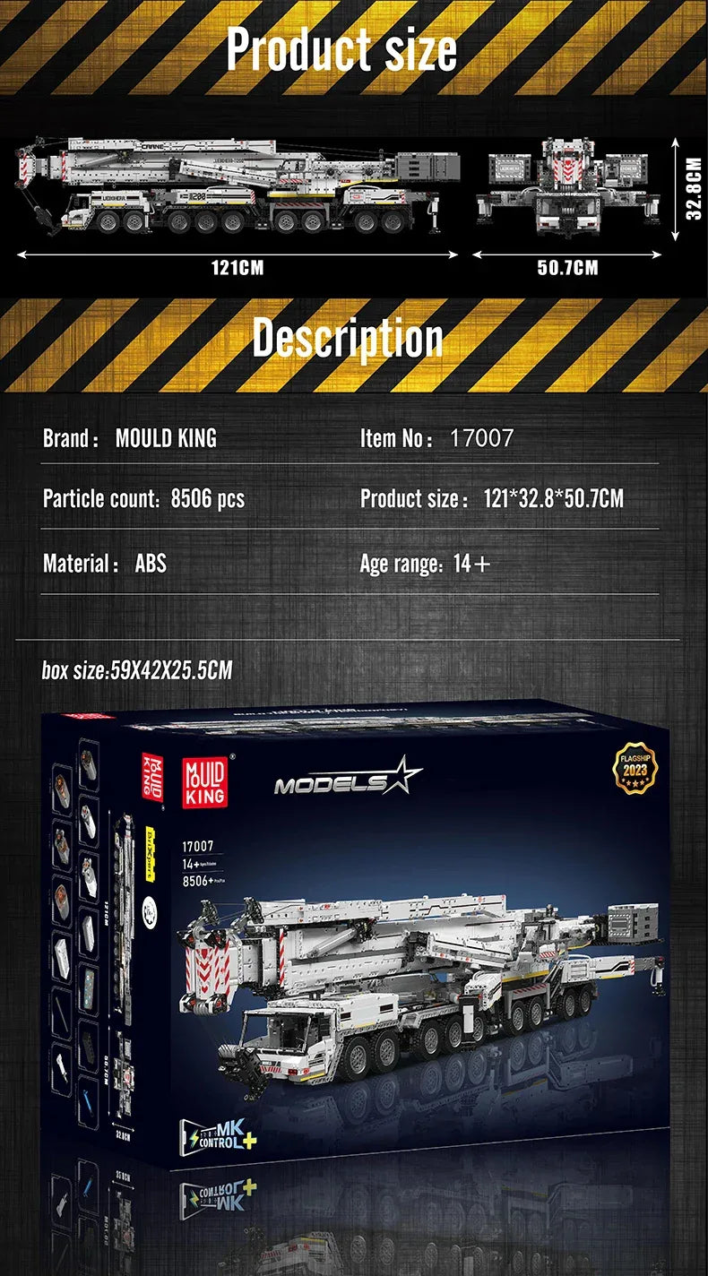 Mould King 17007 17008 Technical Truck Building Block Remote Control Liebherred LTM 11200 Crane Model Kids Christmas Car Toys