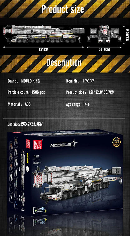 Mould King 17007 17008 Technical Truck Building Block Remote Control Liebherred LTM 11200 Crane Model Kids Christmas Car Toys