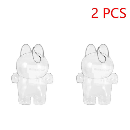 Transparent Macaron Doll Case For Labubu - Popmart Bubble Mart Storage Box, Dustproof Cover for Elf, Christmas New Year Gift