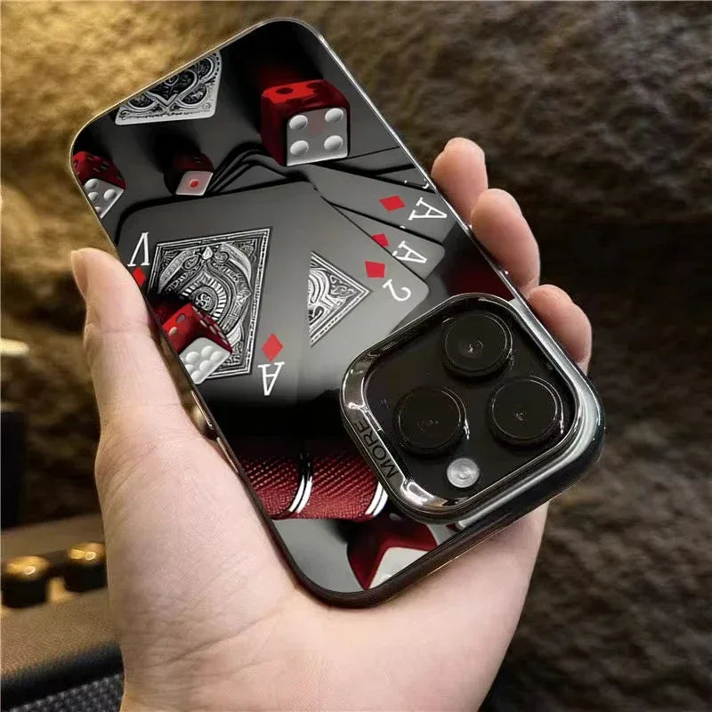 Poker For iphon 16 15 Plus X XR XS Max 11 12 13 Pro 16 Pro Max X XR XS Shockproof Ultra-Thin Hard Cover Protective Phone Case