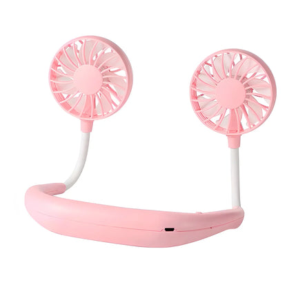 USB Rechargeable Mini Sports 3-Speed Adjustable Neck Dual Fan Home OfficeOutdoor Travel Portable Hanging Neck Fan