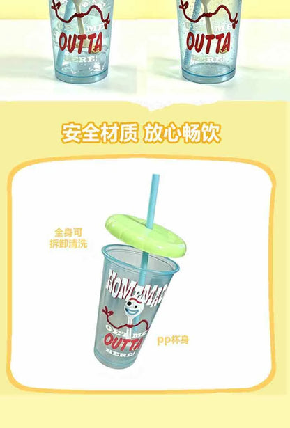 Toy Story 4 Pack Plastic Straw Cup Set Official Cartoon Reusable BPA Free Drinking Cups