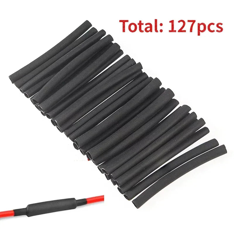 127PCS Heat-shrink Tubing Kit 2:1 black Thermoresistant Tube Electrical Connection Wire Cable Insulation Sleeving