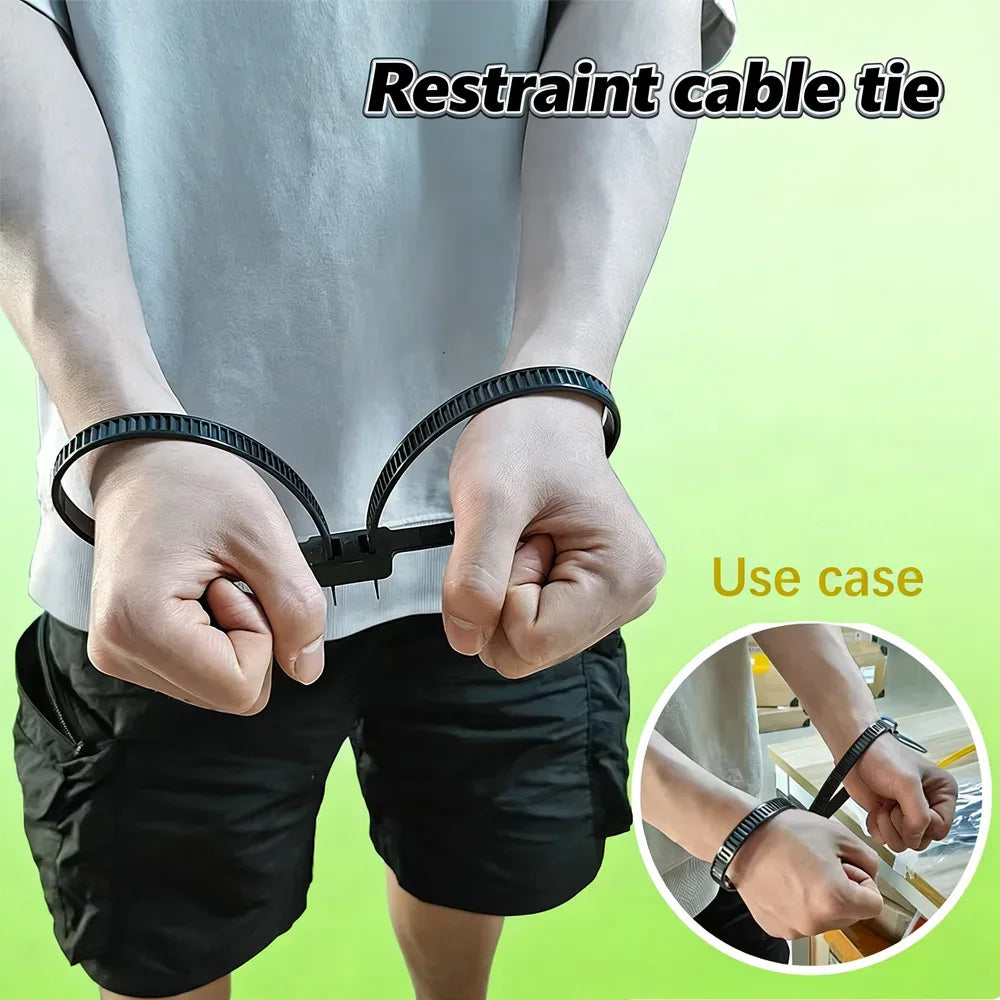2/20pcs Heavy Duty Police Handcuffs (27.5") | Flexible Self-Locking Double Head Nylon Cable Zip Ties