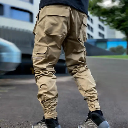 Men Casual Black Cargo Pants Oversize Striped Pocket Sweatpants Gym Sports Fitness Hip Hop Jogger Baggy Trousers Pantalon Hommes
