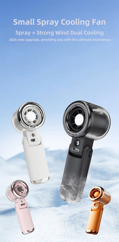Portable Mini Fan Water Mist Spray Fan 3600mAh 5 Speeds Handheld Foldable Neck Hanging Small Fans Humidifier USB Rechargeable