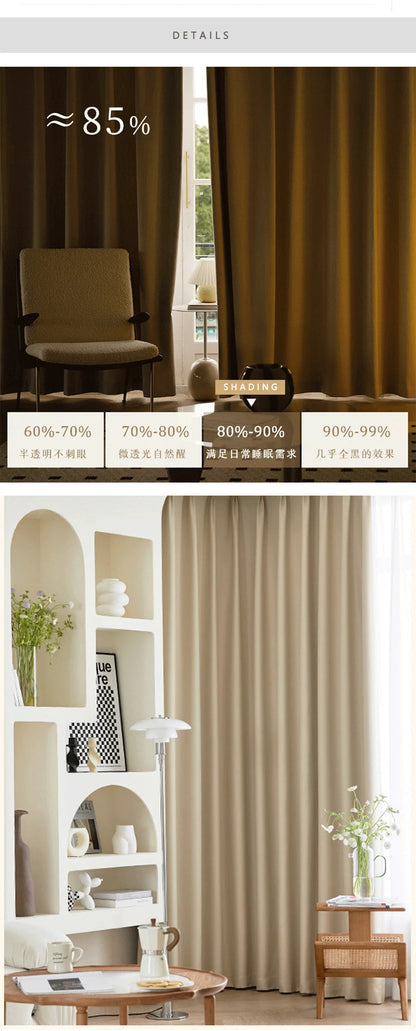 Modern Blackout Curtain For Bedroom Beige Color Girl Curtians For Living Room Window Treatment Drapes High Shading 85% Custom