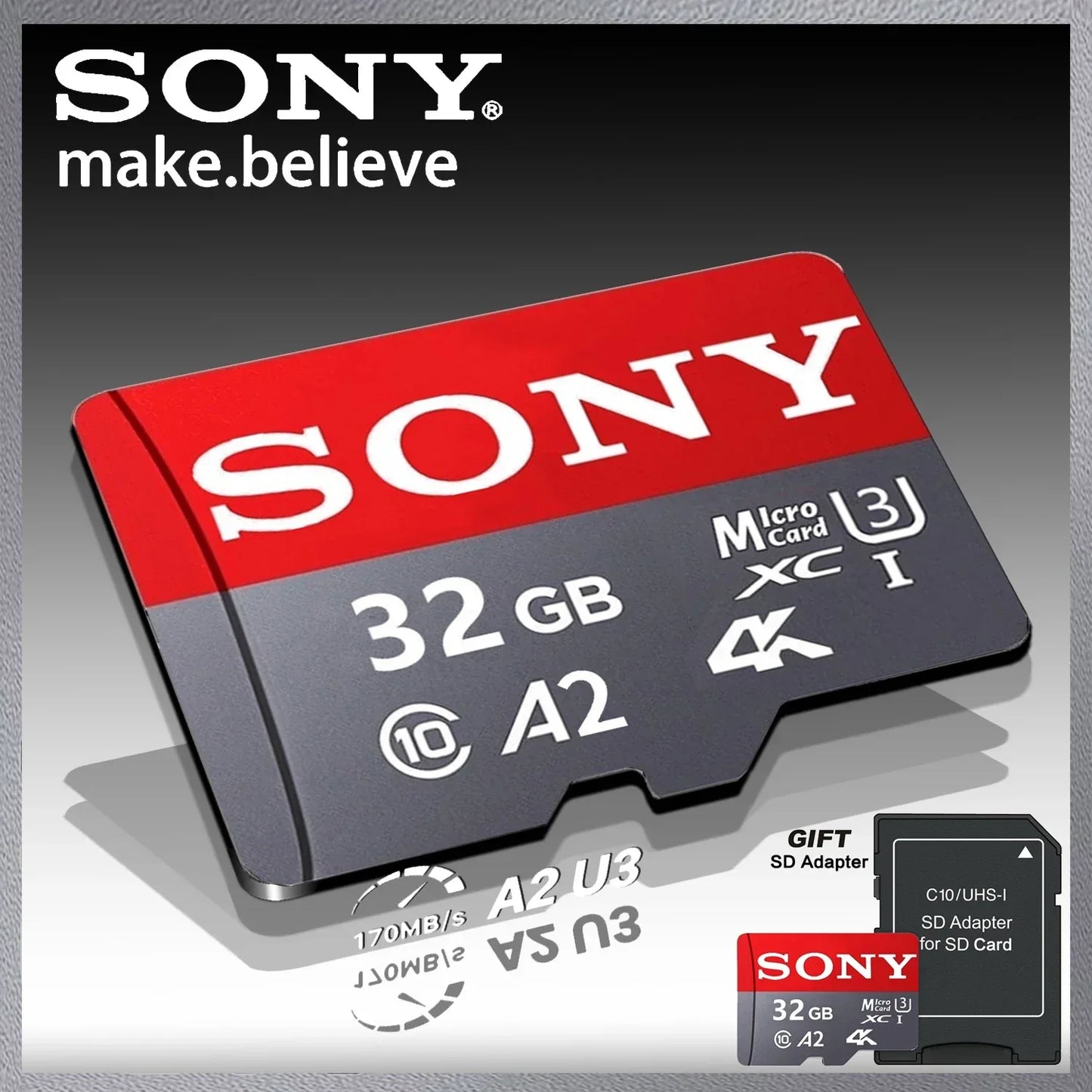 SONY SD Memory Card Extreme Micro Mini SD Card 1TB 512GB128GB 256GB 32GB 64GB U3 A2 TF Flash Cards for Xiaomi Phone Camera PC