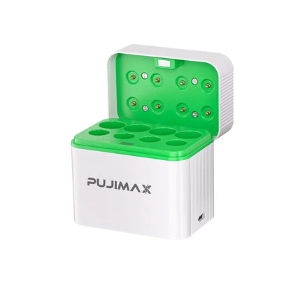PUJIMAX 1.2V AA + AAA Ni-MH/Ni-Cd 8 Slots Combo Charging Compartment Smart Flip Top Charger Can Charge 4pcs AA+4pcs AA Batteries