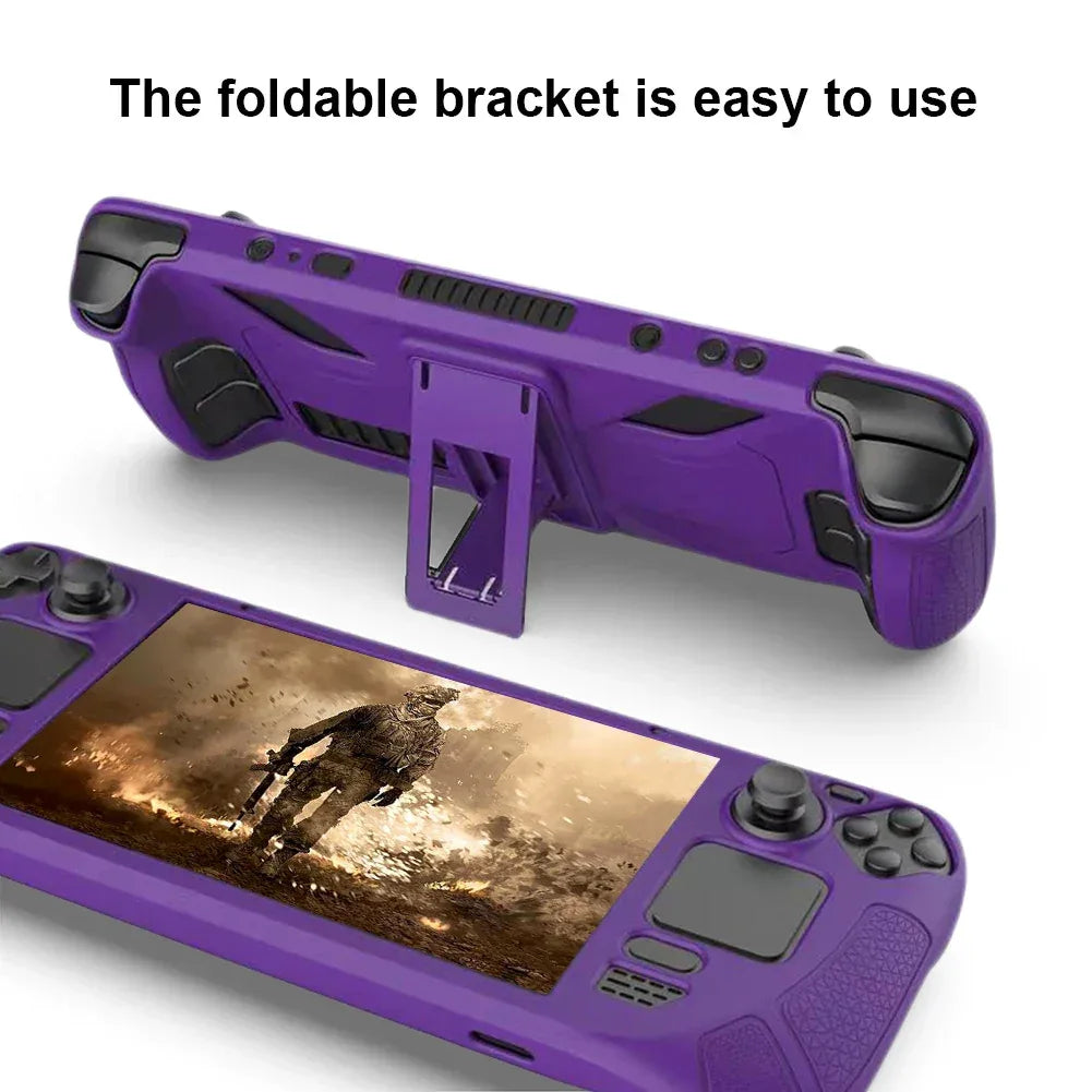 Console Protector Case For Steam Deck Host Anti-Slip Soft Shell Protective Case With Holder Stand For Steam Deck Game Console
