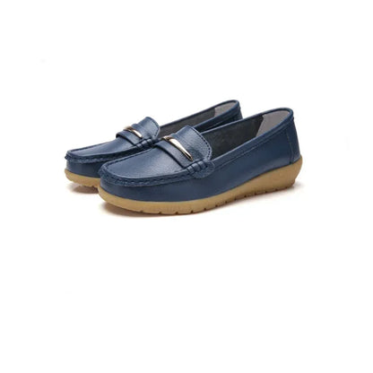2025 New Genuine Leather Shoes Woman Slip On Women Flats Moccasins Women's Loafers Spring Autumn Mother Shoe Big Size 35-44