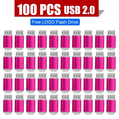 100PCS USB 2.0 Pendrive 128GB 64GB 32GB 16GB 8GB USB Flash Drive 4GB 2GB Free Laser Logo 2.0 USB Flash Drive Stick Best Gift