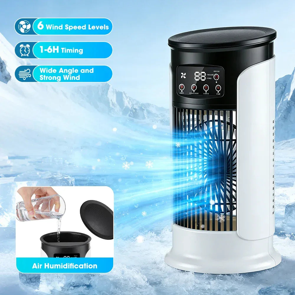Air Conditioner Portable Desktop Air Cooler Fan with LED Night Light & Humidifier, Mini Mist Cooling Fan for Office Home