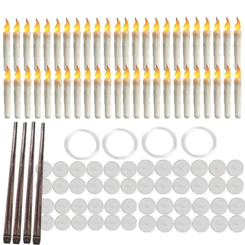 Floating LED Candles with Magic Wand Remote Control Flameless Remote Taper Electronic Candle Christmas Party Decor Candle Lights