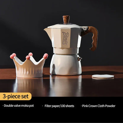 Bincoo Dual Valve Moka Pot Espresso Machine Extraction Coffee Mocha Pot，Electric Heating Furnace Italian Home Barista Tool 220V