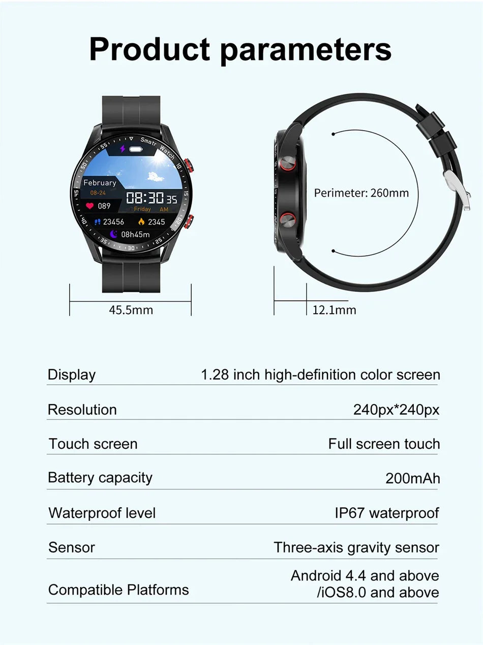 2026 New Voice Call Smart Watch Men GT Series HD AMOLED Screen Heart Rate Sports Watch ECG+PPG Health Smartwatch For Android IOS
