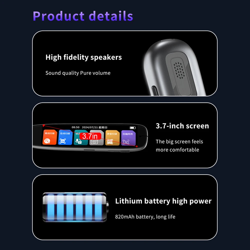 Translation Pen 142 Languages Smart Scanner Translator Pen Intelligent Scanning Point Reading Recording Pen for Teacher Student