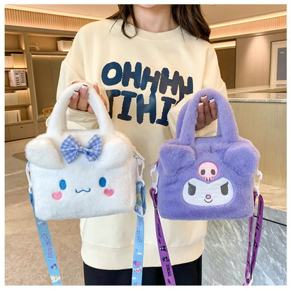 Anime Sanrio Kuromi Capybara Handbag My Melody Cinnamoroll Plush Cosmetic Bag Hello Kitty Travel Storage Bag Women Toy Gifts