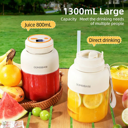 Home Portable Juicer 1400ML, Fresh Fruit Mixer with 48 Blades, USB Rechargeable Multifunctional Ice Crusher Smoothie Blender