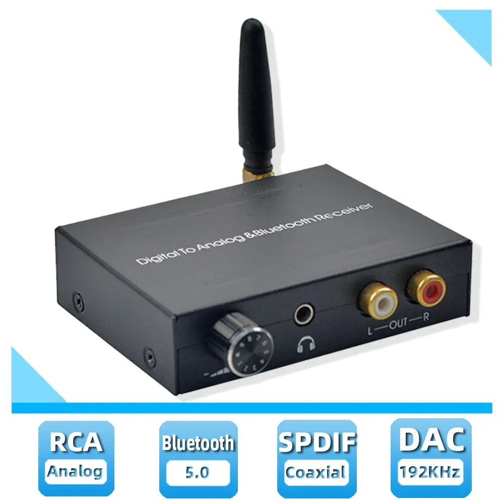 DAC Digital to analog audio converter RCA R/L and 3.5mm out with Bluetooth receiver volume control RCA Amplifier for PS4 TV