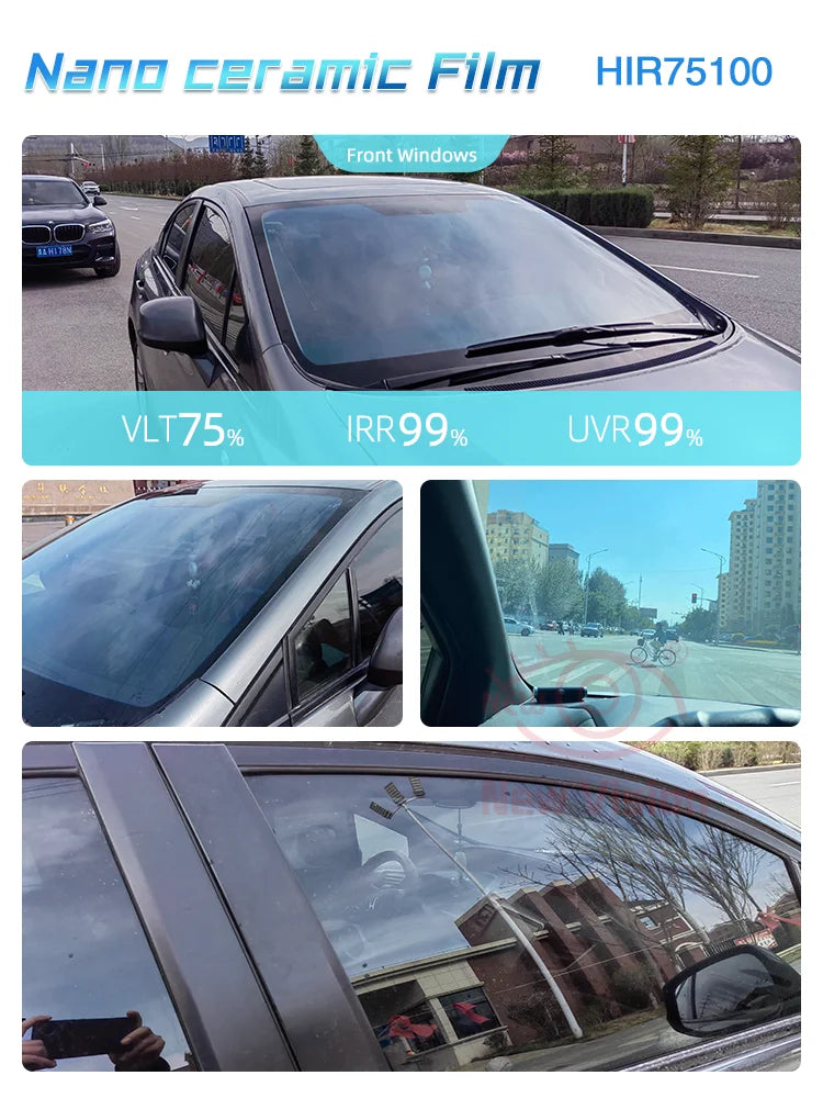 1mX3m High Rejection HIR100%% Nano Ceramic Car Window Tint Film Auto Glass Decorative Sun Control Film