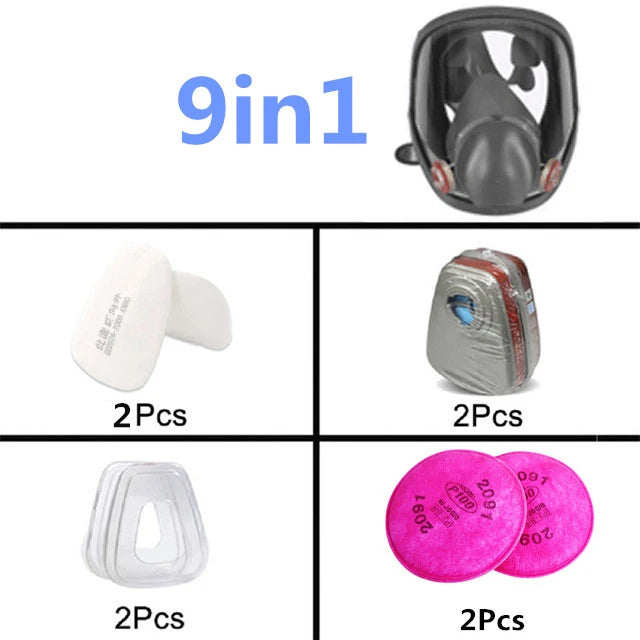 15 in 1 full face mask, reusable, wide field of vision, widely used in paint and welding woodworking 6800 respirator