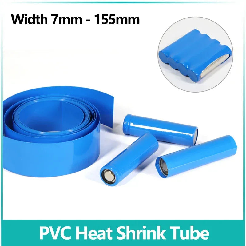 1/3/5/20M Blue PVC Heat Shrink Tube 7mm ~ 155mm 18650 Lipo Battery Pack Insulated Protection Film Wrap lithium Case Cable Sleeve