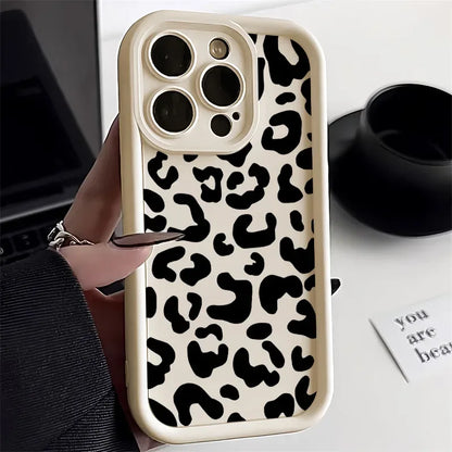 Leopard Print Phone Case For iPhone 13 Case iPhone 11 12 15 14 Pro Max X XR XS MAX 7 8 Plus SE Shockproof Silicone Soft Cover