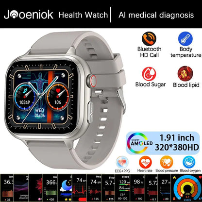 2025New Medical Grade ECG+PPG Smart Watch BMI Body Fat Uric Acid Painless Non-invasive Blood Sugar Monitoring Calling Smartwatch