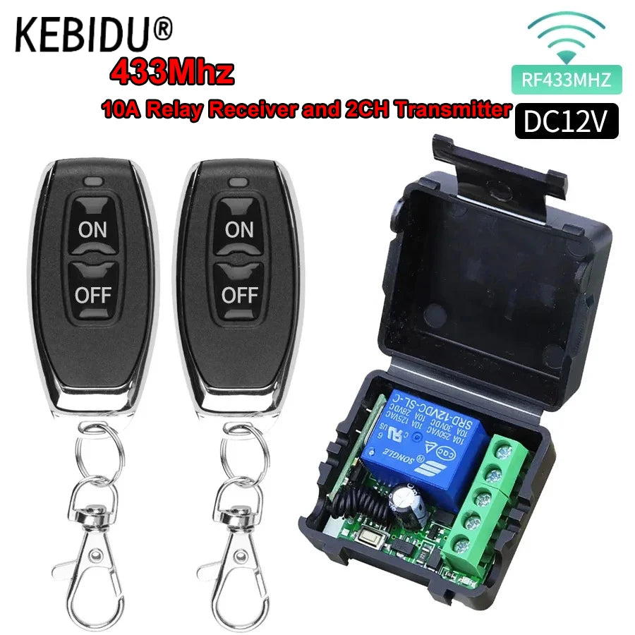 433Mhz 10A Relay Receiver and 2CH Transmitter Remote Control DC 12V 1CH RF Wireless Switch For Door Electromagnetic Lock