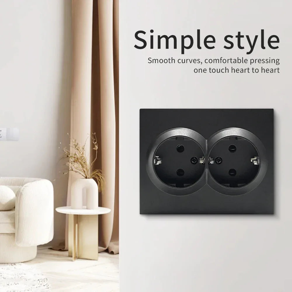 Black 250V With Ground Paint Plastic Plugs Socket AC EU Standard Flame Retardant Electrical Outlets Classic Wall Embedded Socket